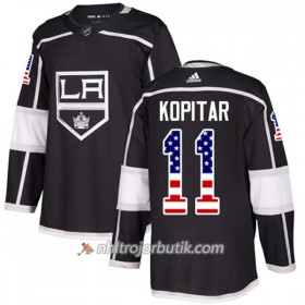 Män Ishockey Los Angeles Kings Tröja Anze Kopitar 11 Adidas 2017-2018 Svart USA Flag Fashion Authentic